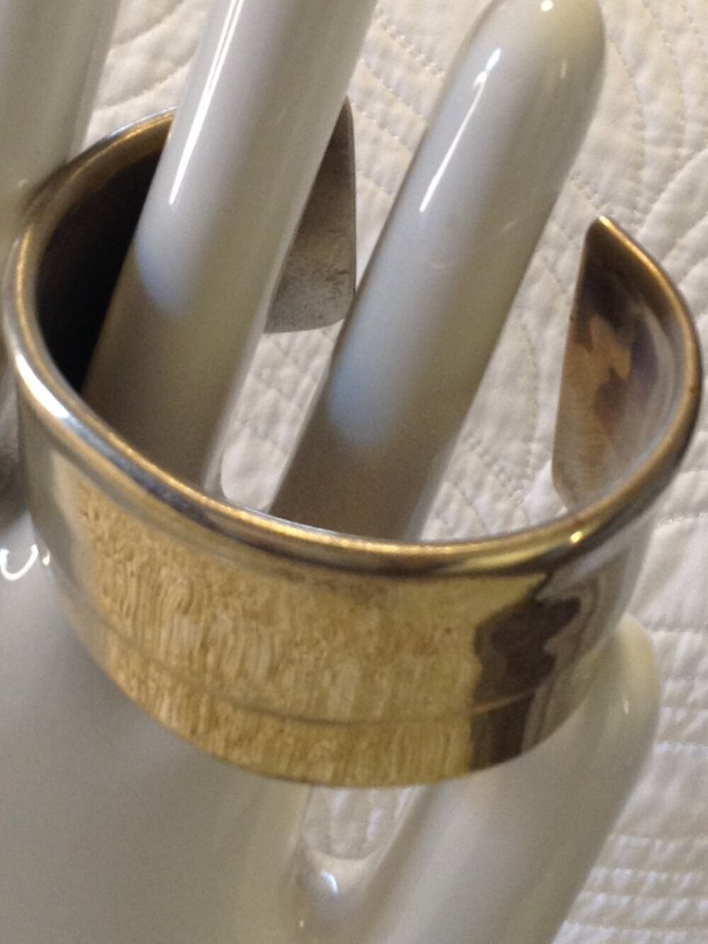 VTG Artisan stainless/silver tone cuff Bangle Minimalist Contemporary Chic Heavy